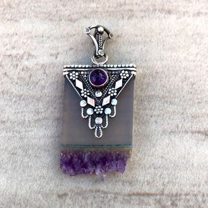 Amethyst Geode Slice Pendant